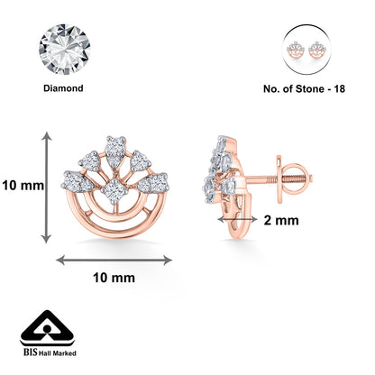 Crown Radiance Diamond & Gold Stud Earrings for Women