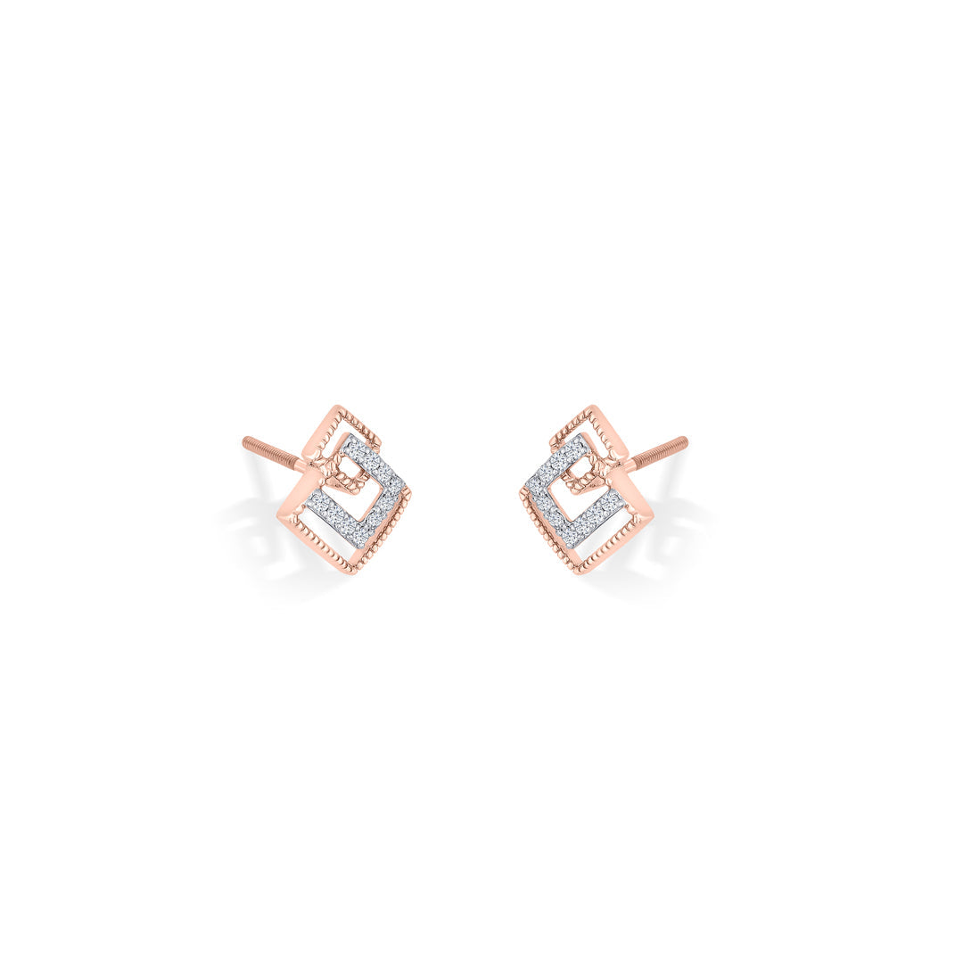Prism Fusion Diamond & Gold Stud Earrings for Women