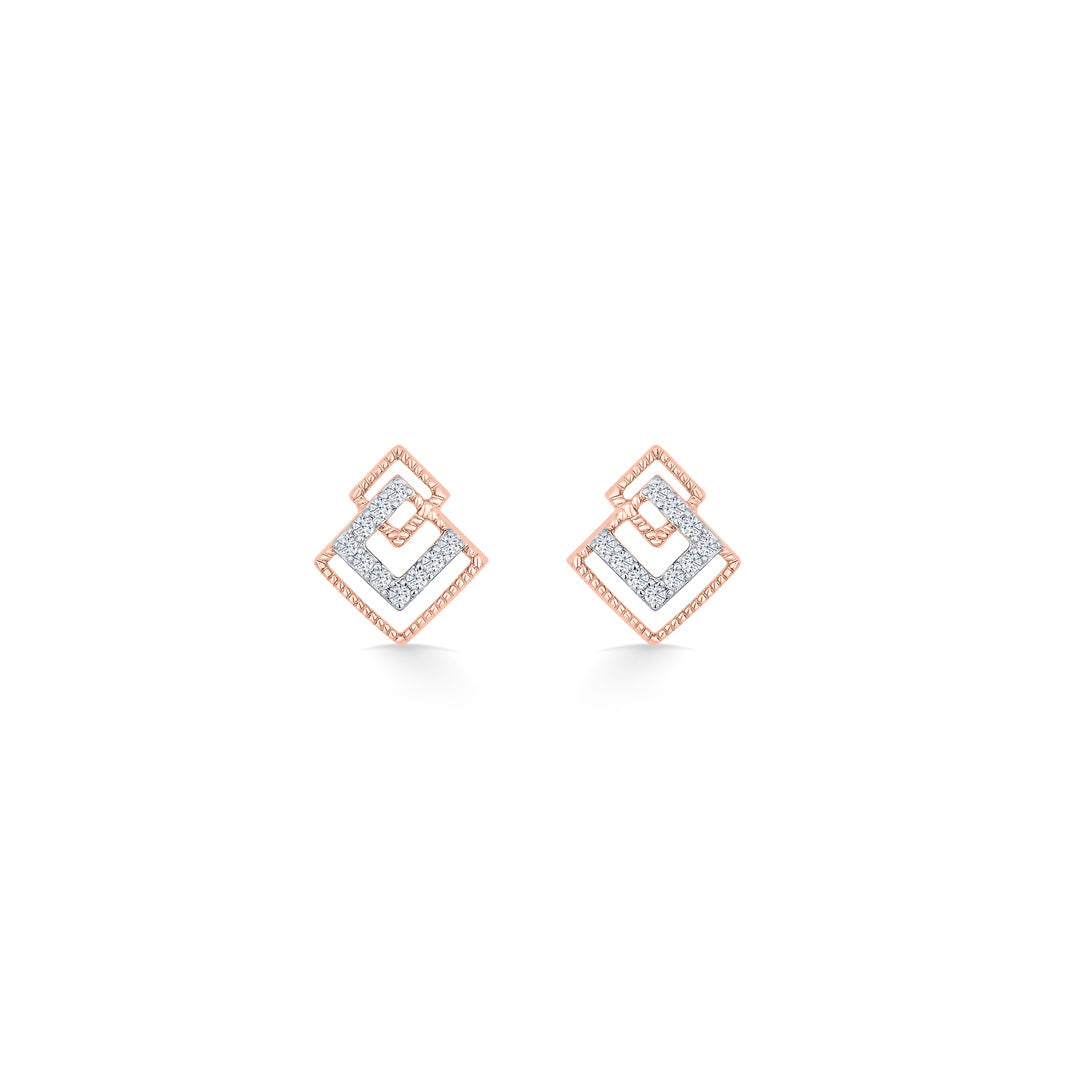 Prism Fusion Diamond & Gold Stud Earrings for Women