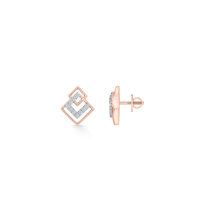 Prism Fusion Diamond & Gold Stud Earrings for Women