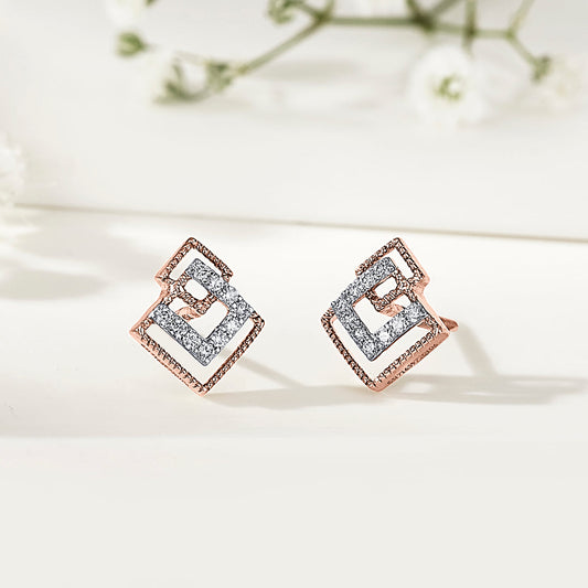 Prism Fusion Diamond & Gold Stud Earrings for Women