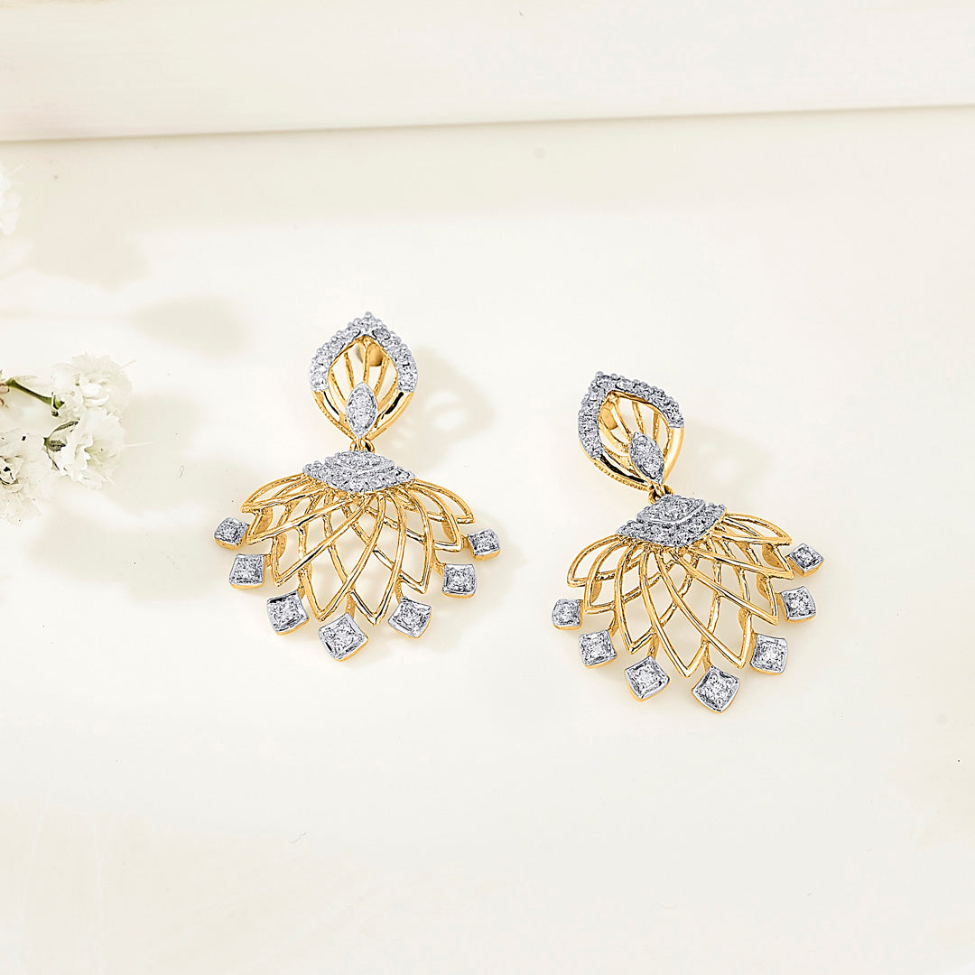 Regal Spark Diamond & Gold Drops & Danglers Earrings for Women