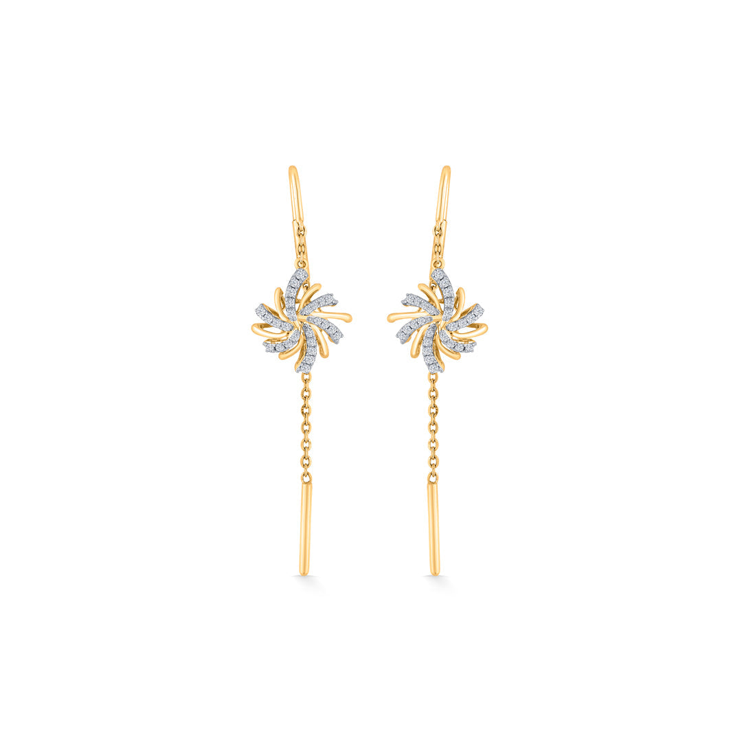 Cosmic Bloom Diamond & Gold Sui Dhaga Earrings for Women
