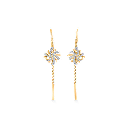 Cosmic Bloom Diamond & Gold Sui Dhaga Earrings for Women