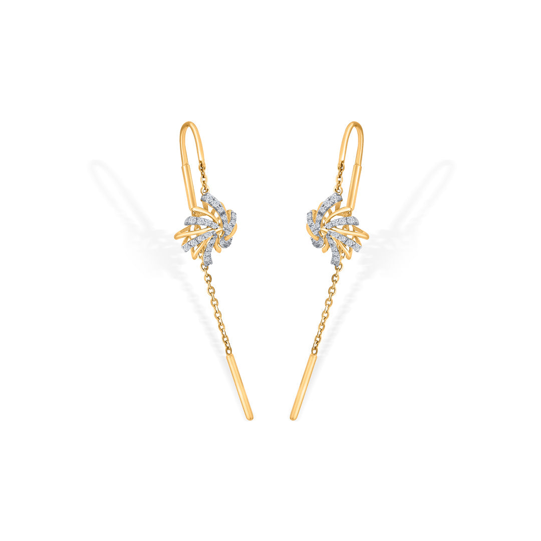 Cosmic Bloom Diamond & Gold Sui Dhaga Earrings for Women