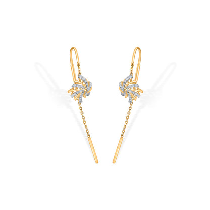 Cosmic Bloom Diamond & Gold Sui Dhaga Earrings for Women