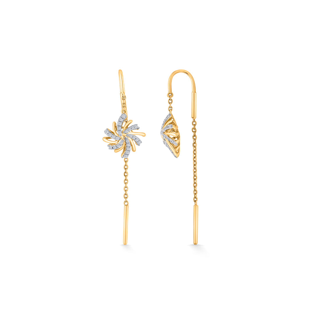 Cosmic Bloom Diamond & Gold Sui Dhaga Earrings for Women