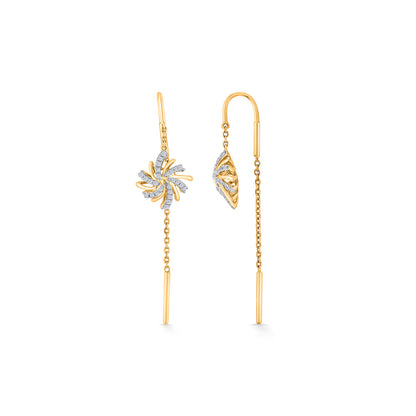 Cosmic Bloom Diamond & Gold Sui Dhaga Earrings for Women