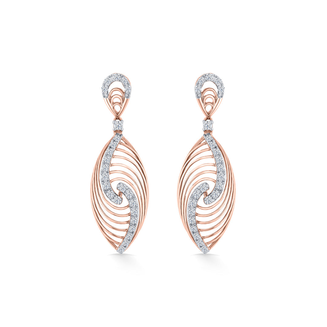 Seraphia Spiral Diamond & Gold Drops & Danglers Earrings for Women