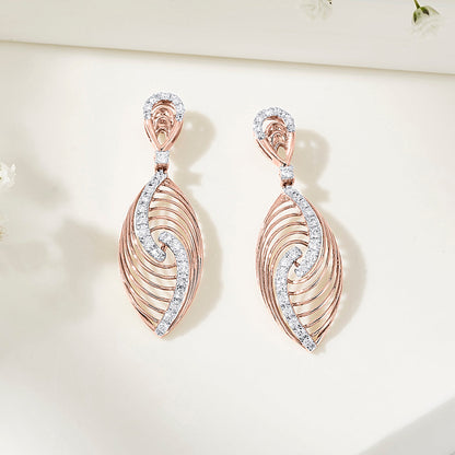 Seraphia Spiral Diamond & Gold Drops & Danglers Earrings for Women