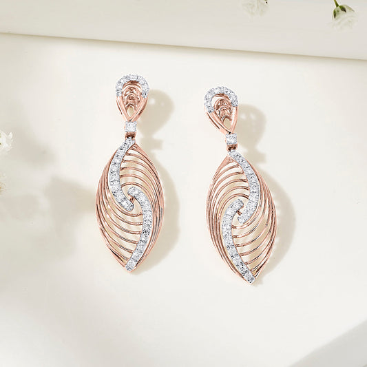Seraphia Spiral Diamond & Gold Drops & Danglers Earrings for Women