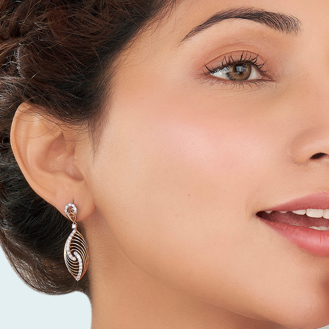 Seraphia Spiral Diamond & Gold Drops & Danglers Earrings for Women