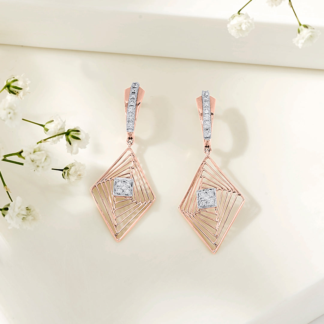 Vortex Spark Diamond & Gold Drops & Danglers Earrings for Women