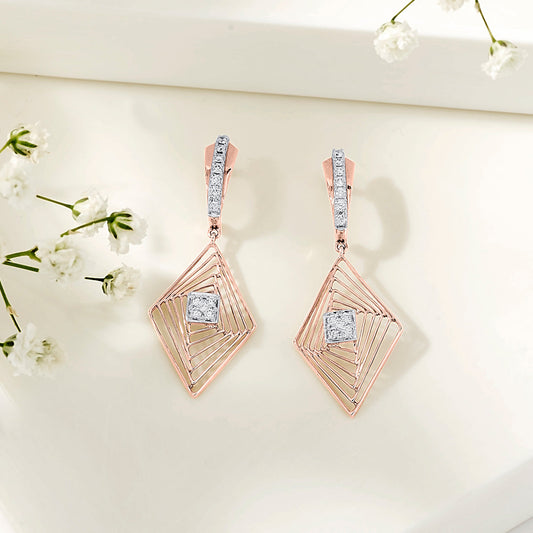 Vortex Spark Diamond & Gold Drops & Danglers Earrings for Women