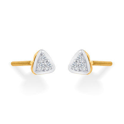 Triple Light Diamond & Gold Stud Earrings for Women