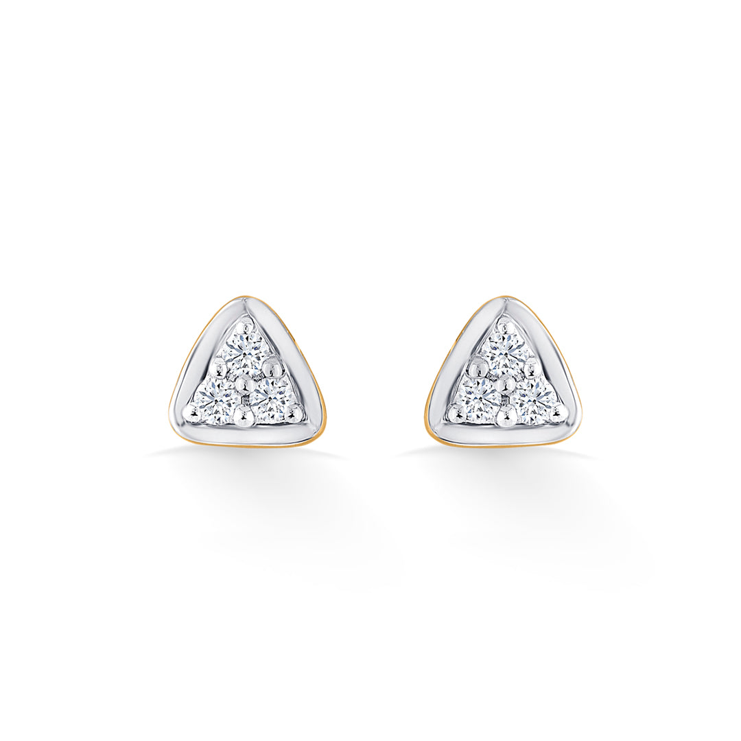 Triple Light Diamond & Gold Stud Earrings for Women