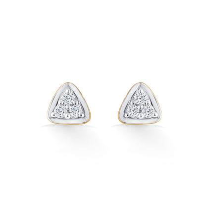 Triple Light Diamond & Gold Stud Earrings for Women