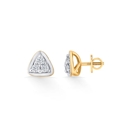 Triple Light Diamond & Gold Stud Earrings for Women