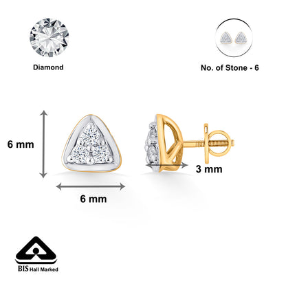 Triple Light Diamond & Gold Stud Earrings for Women