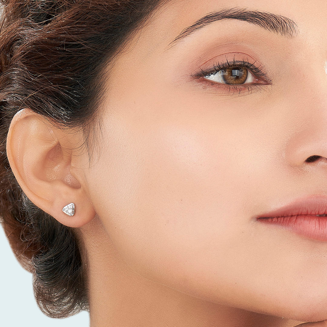 Triple Light Diamond & Gold Stud Earrings for Women