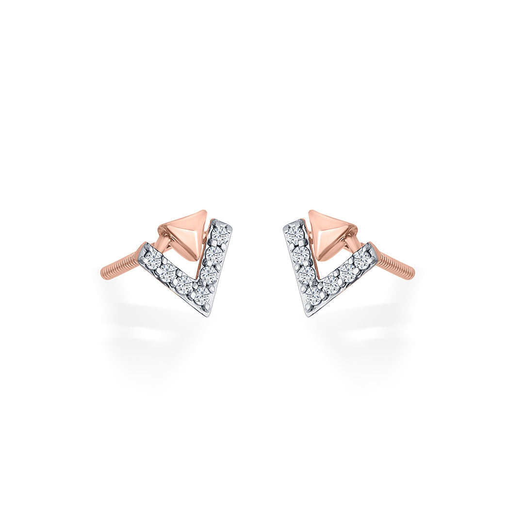 Summit Gleam Diamond & Gold Stud Earrings for Women