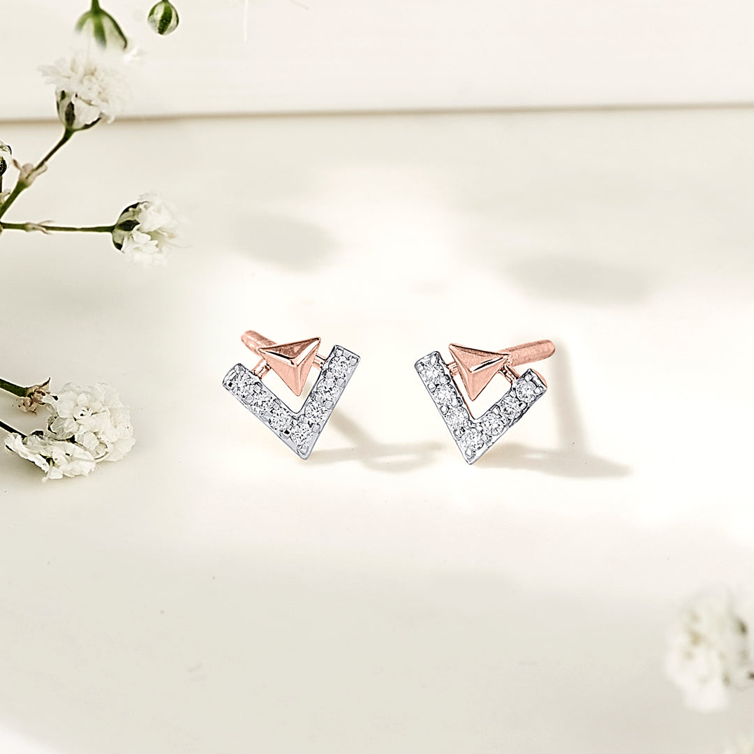 Summit Gleam Diamond & Gold Stud Earrings for Women