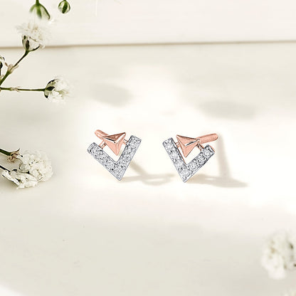 Summit Gleam Diamond & Gold Stud Earrings for Women