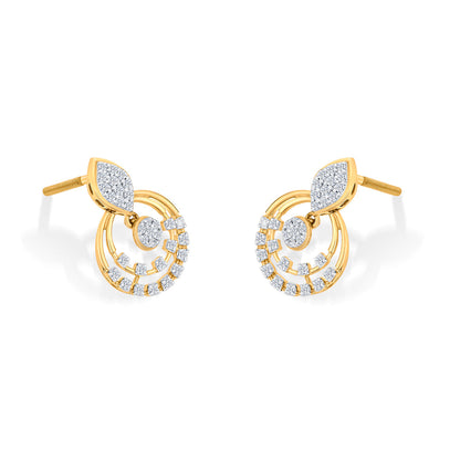 Halo Gleam Diamond & Gold Stud Earrings for Women