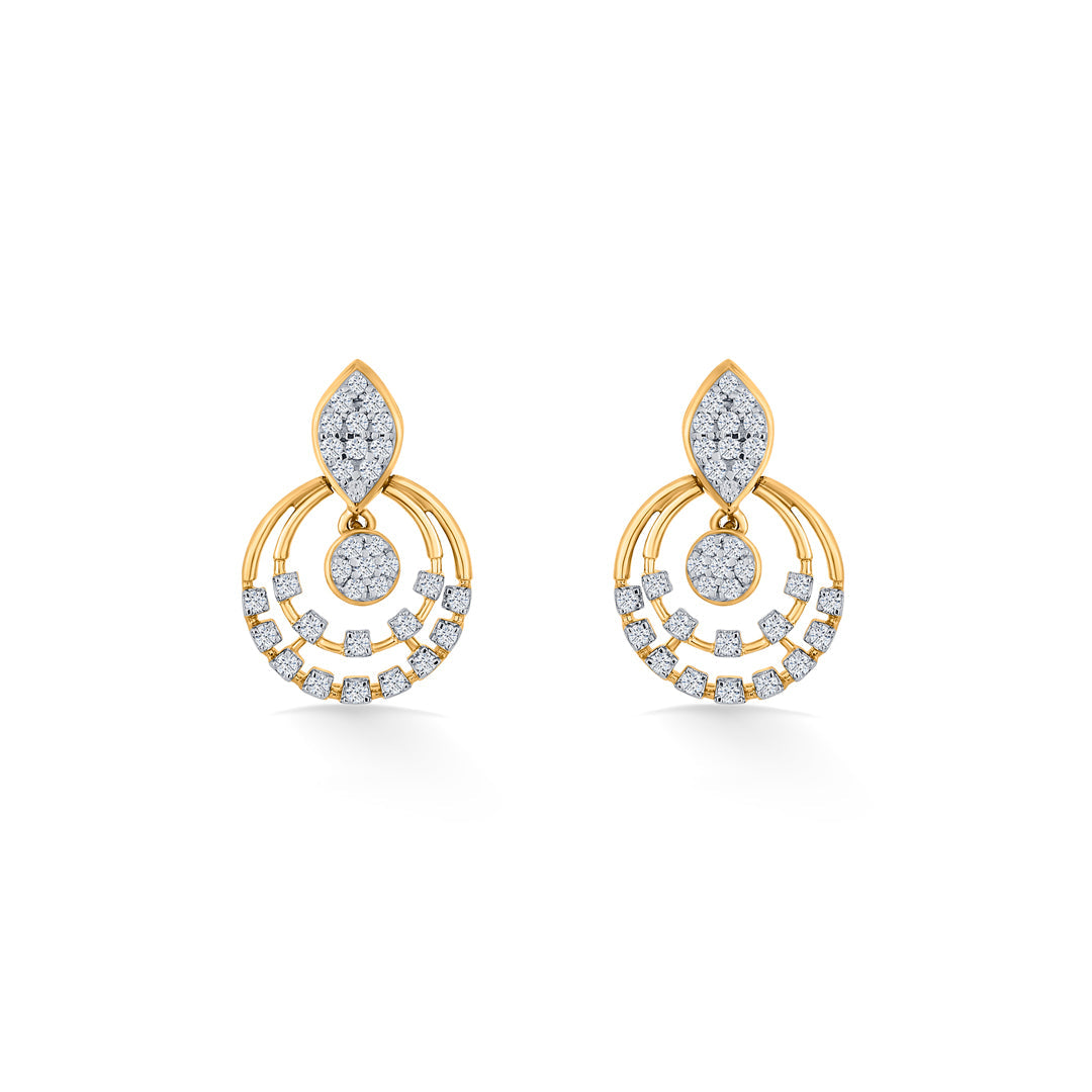 Halo Gleam Diamond & Gold Stud Earrings for Women