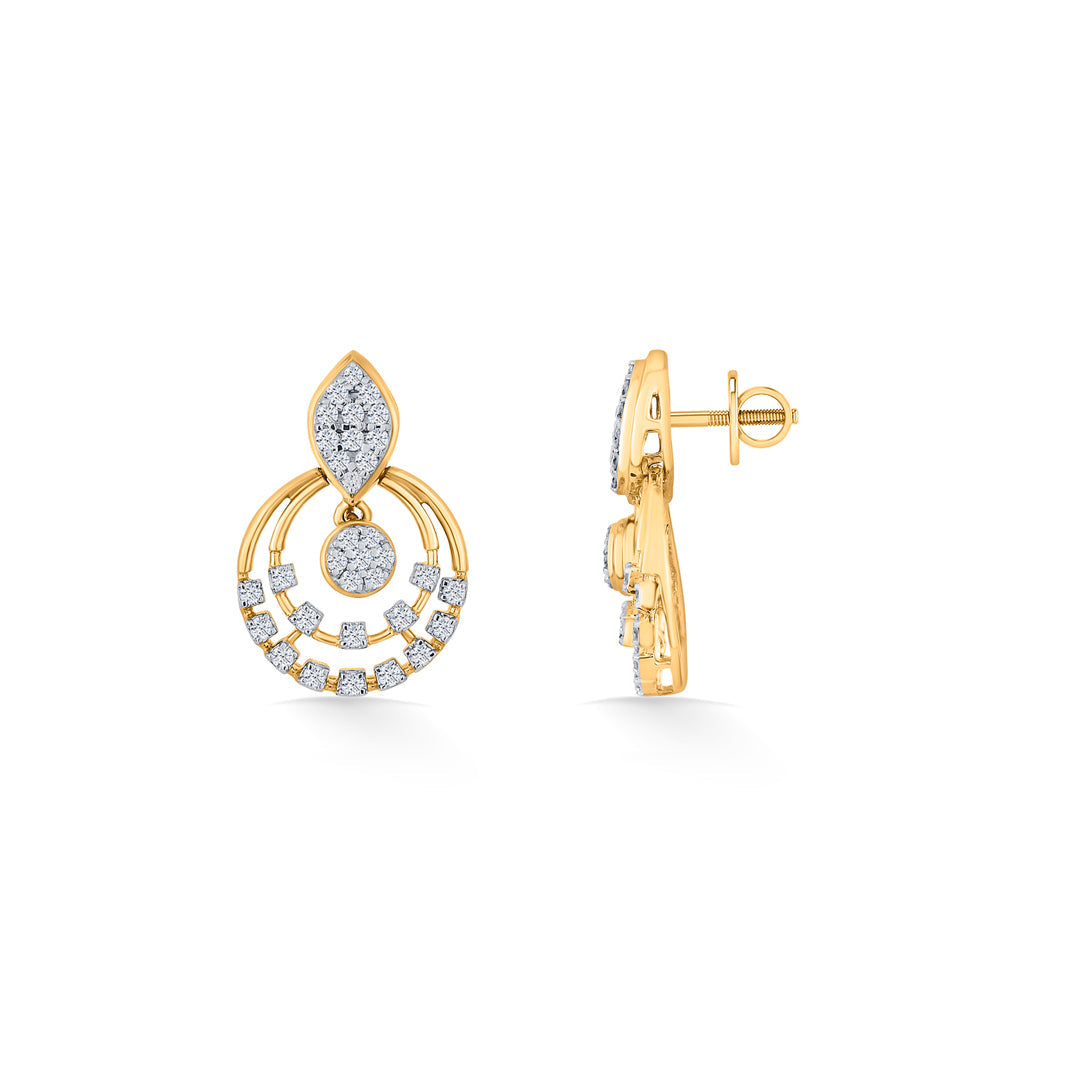 Halo Gleam Diamond & Gold Stud Earrings for Women