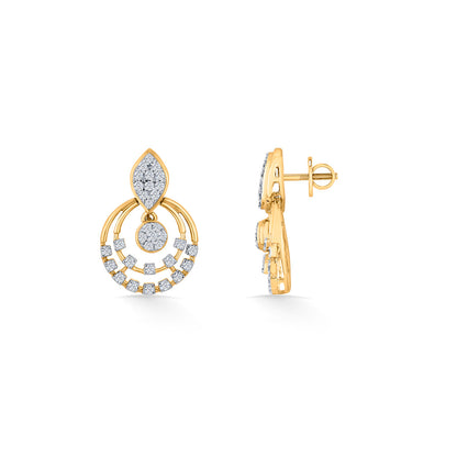 Halo Gleam Diamond & Gold Stud Earrings for Women