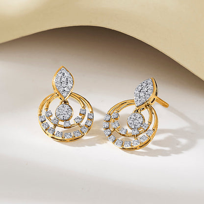 Halo Gleam Diamond & Gold Stud Earrings for Women