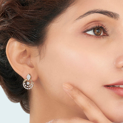 Halo Gleam Diamond & Gold Stud Earrings for Women