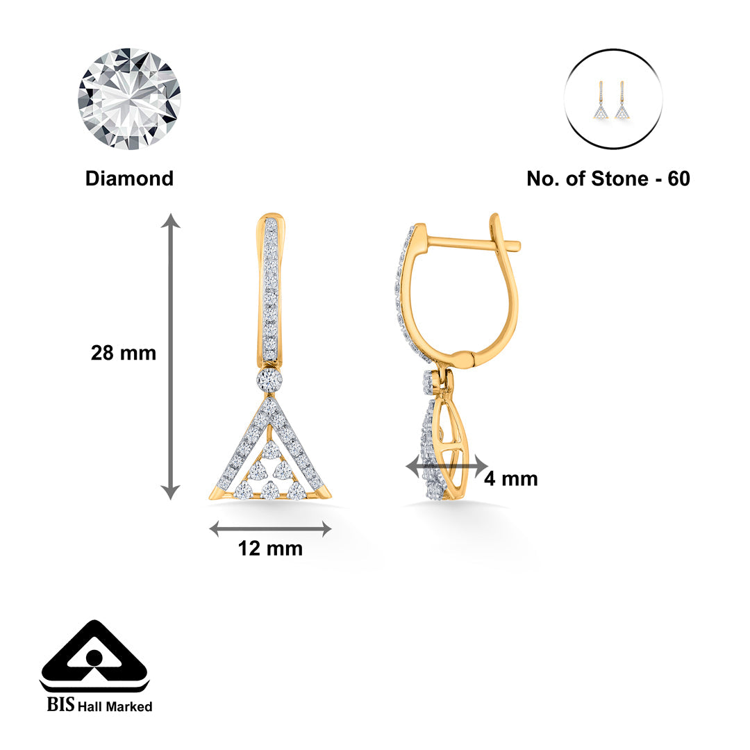 Metro Trio Diamond & Gold Drops & Danglers Earrings for Women