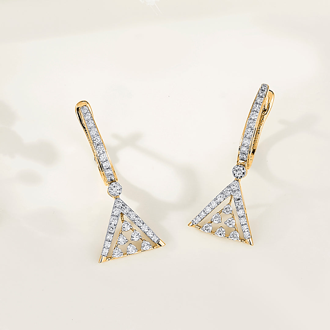 Metro Trio Diamond & Gold Drops & Danglers Earrings for Women