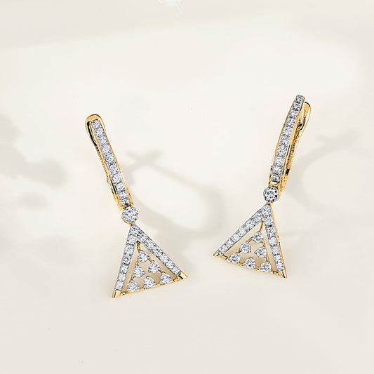 Metro Trio Diamond & Gold Drops & Danglers Earrings for Women