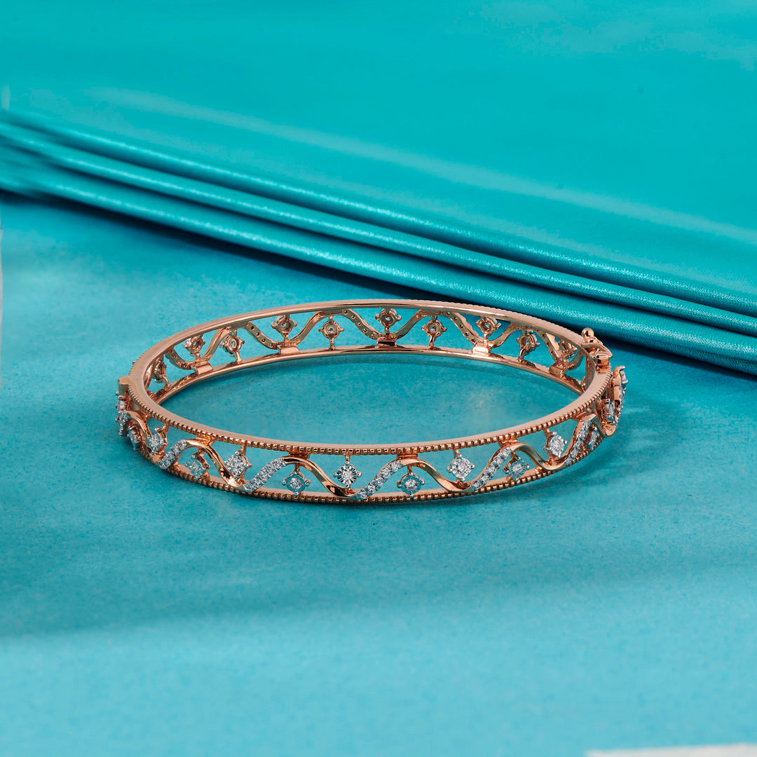 Crystal Mesh Diamond & Gold Bangles for Women