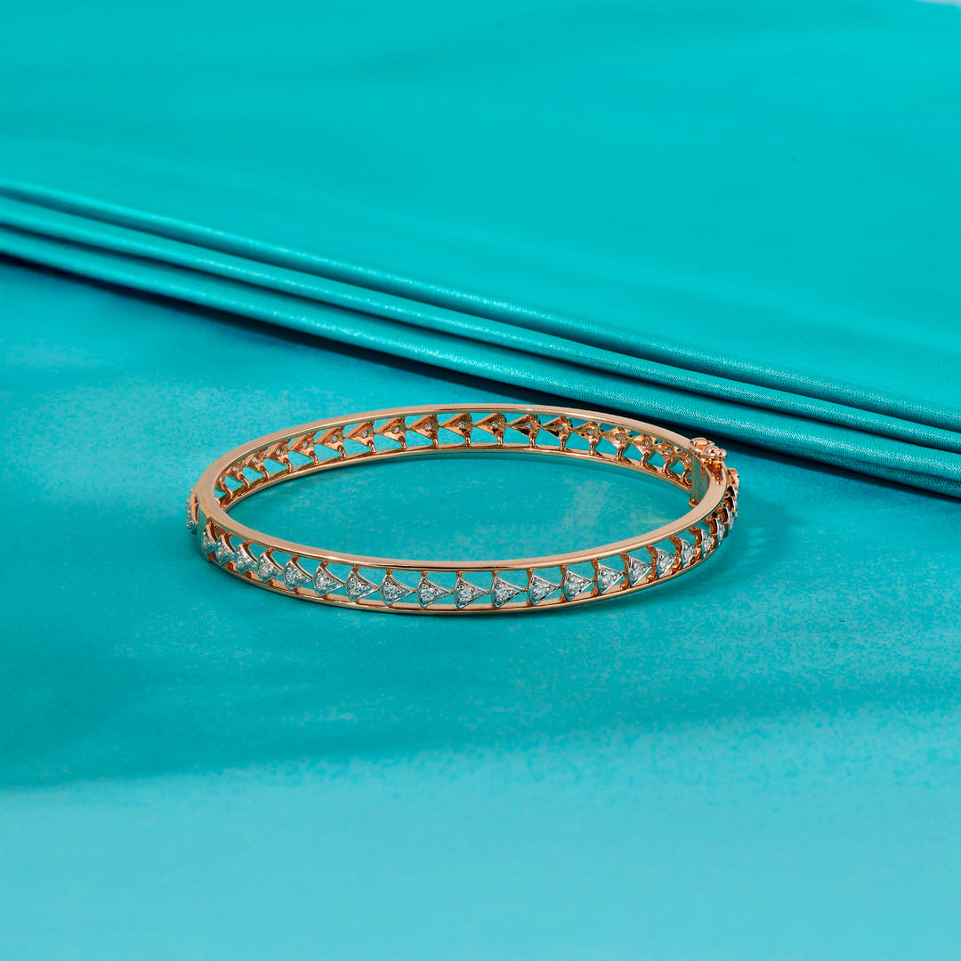 Star Curve Diamond & Gold Bangles for Women