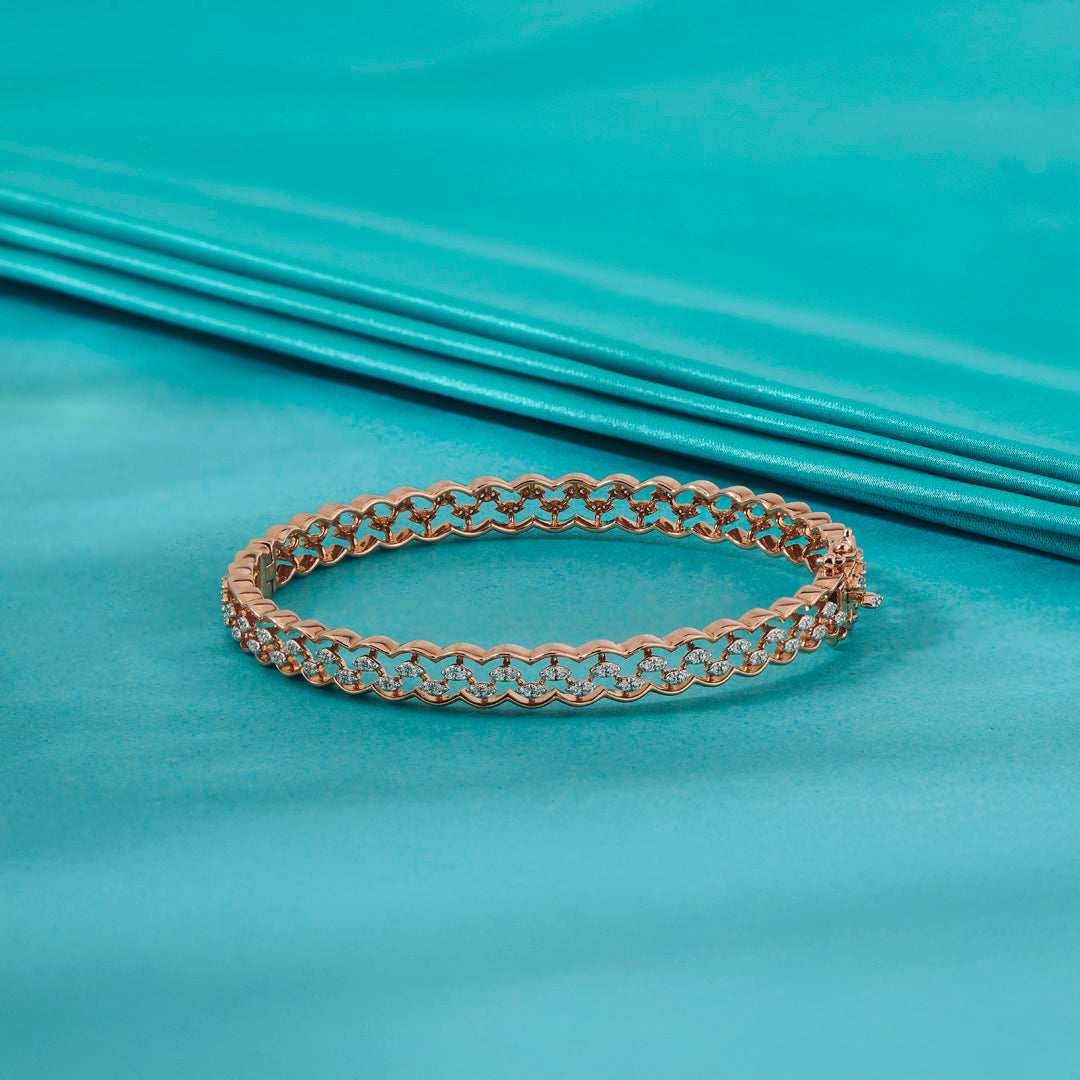 Mira Mesh Diamond & Gold Bangles for Women