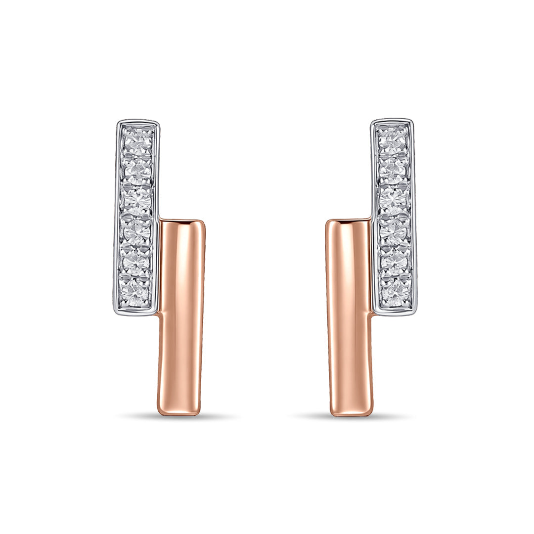 Zyric Line Diamond & Gold Stud Earrings for Women