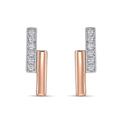 Zyric Line Diamond & Gold Stud Earrings for Women