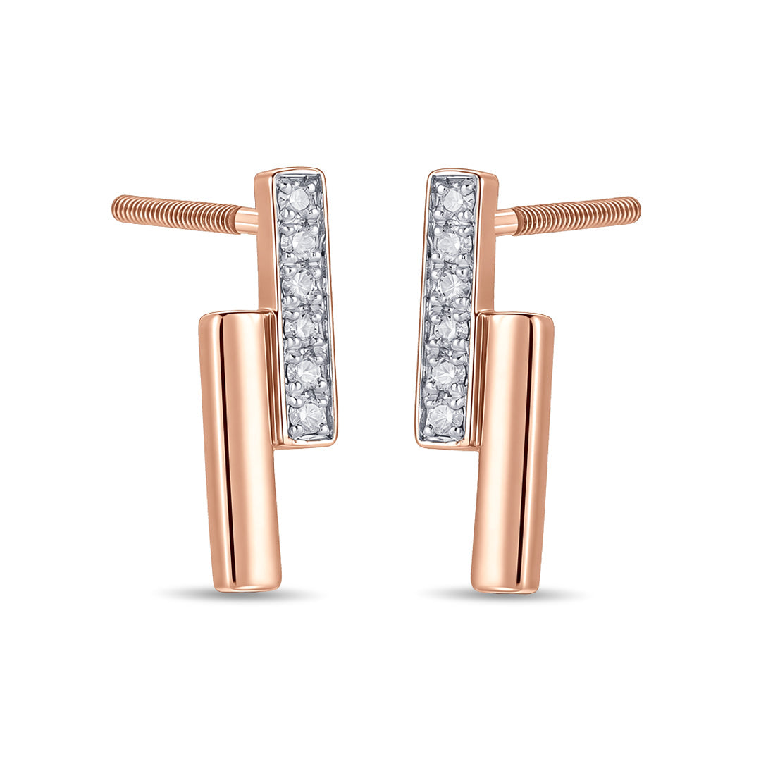 Zyric Line Diamond & Gold Stud Earrings for Women