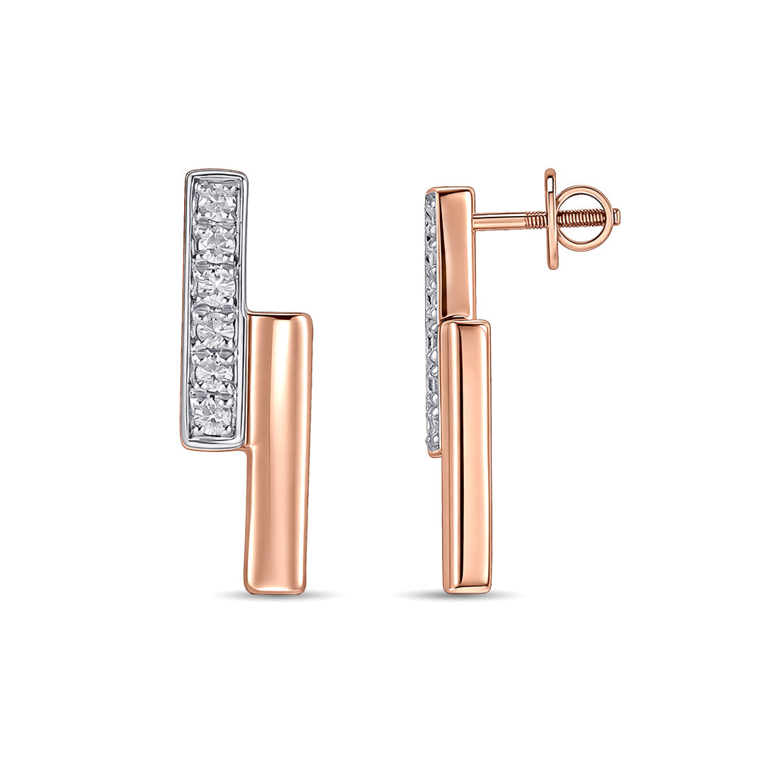 Zyric Line Diamond & Gold Stud Earrings for Women