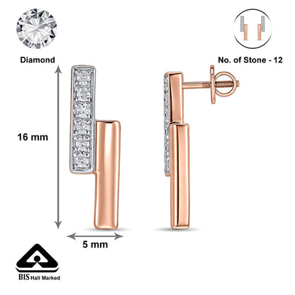 Zyric Line Diamond & Gold Stud Earrings for Women