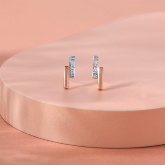 Zyric Line Diamond & Gold Stud Earrings for Women