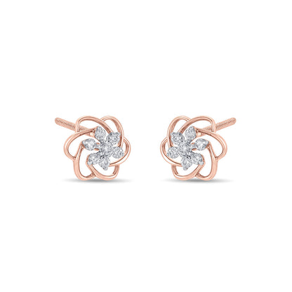 Bloomora Muse Diamond & Gold Stud Earrings for Women