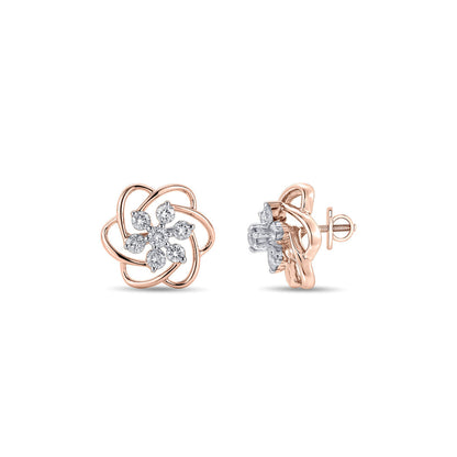 Bloomora Muse Diamond & Gold Stud Earrings for Women
