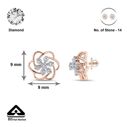 Bloomora Muse Diamond & Gold Stud Earrings for Women