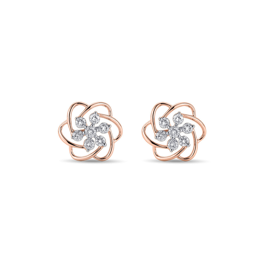 Bloomora Muse Diamond & Gold Stud Earrings for Women