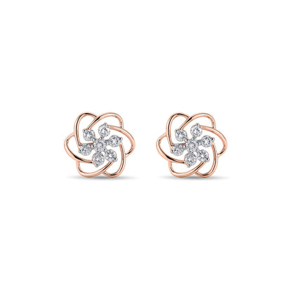 Bloomora Muse Diamond & Gold Stud Earrings for Women
